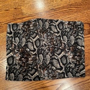 Cropped snake print tube top
